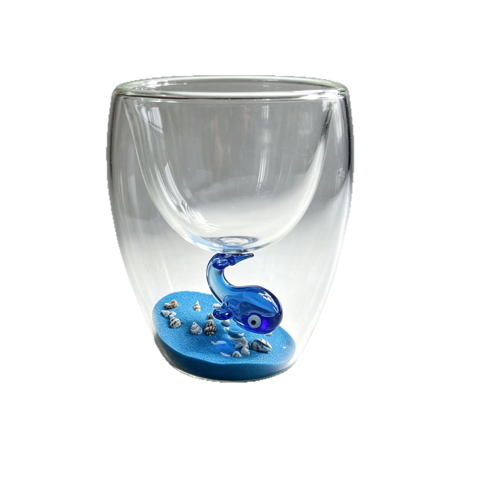 Creative Geminus-Walled vitreum calicem cum 3D Oceani ceti Insert