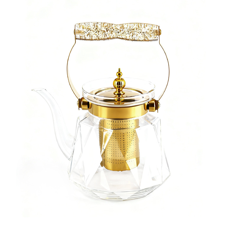 Familia alta borosilicata vitrea sparguntur teapot